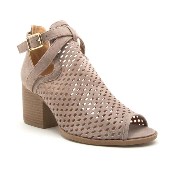 NWOT Peep Toe Booties in Color Taupe - Picture 1 of 8